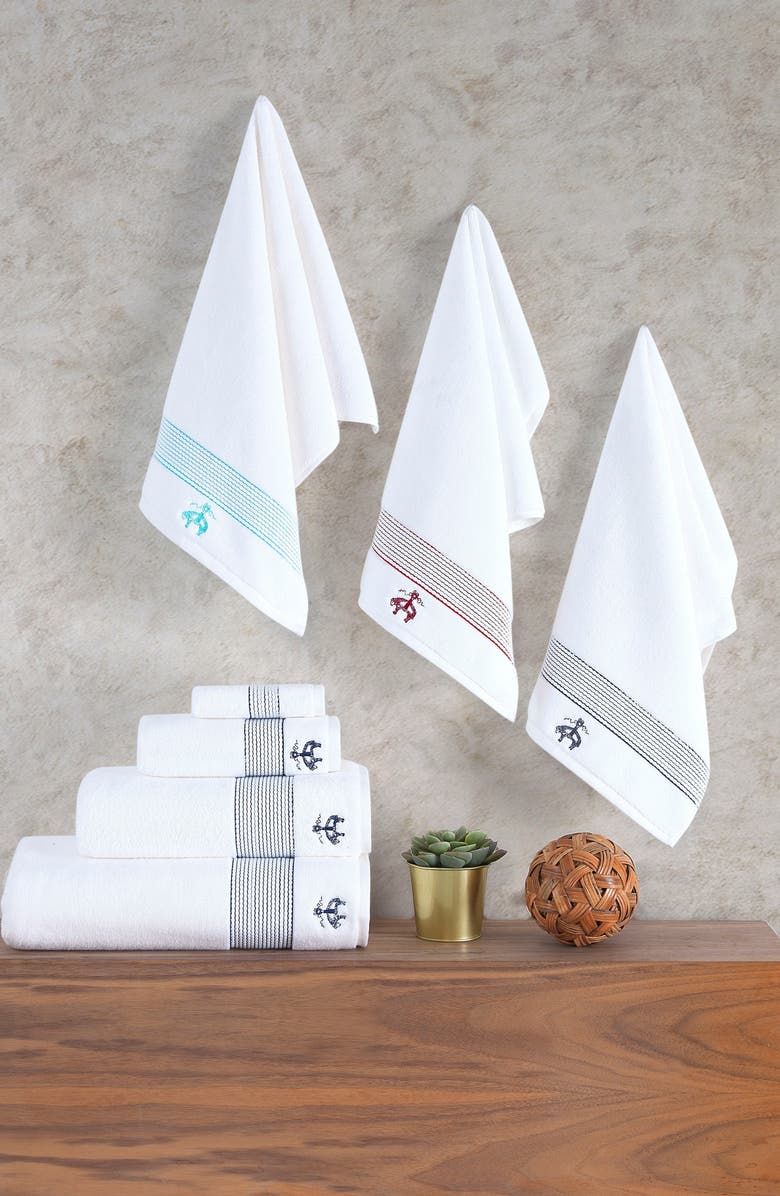 Brooks Brothers Set of 3 Stripe Towels, Alternate, color, Anthracite