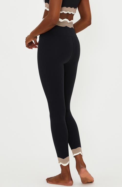 Beach Riot Stacy Scallop Colorblock Rib Leggings In Black