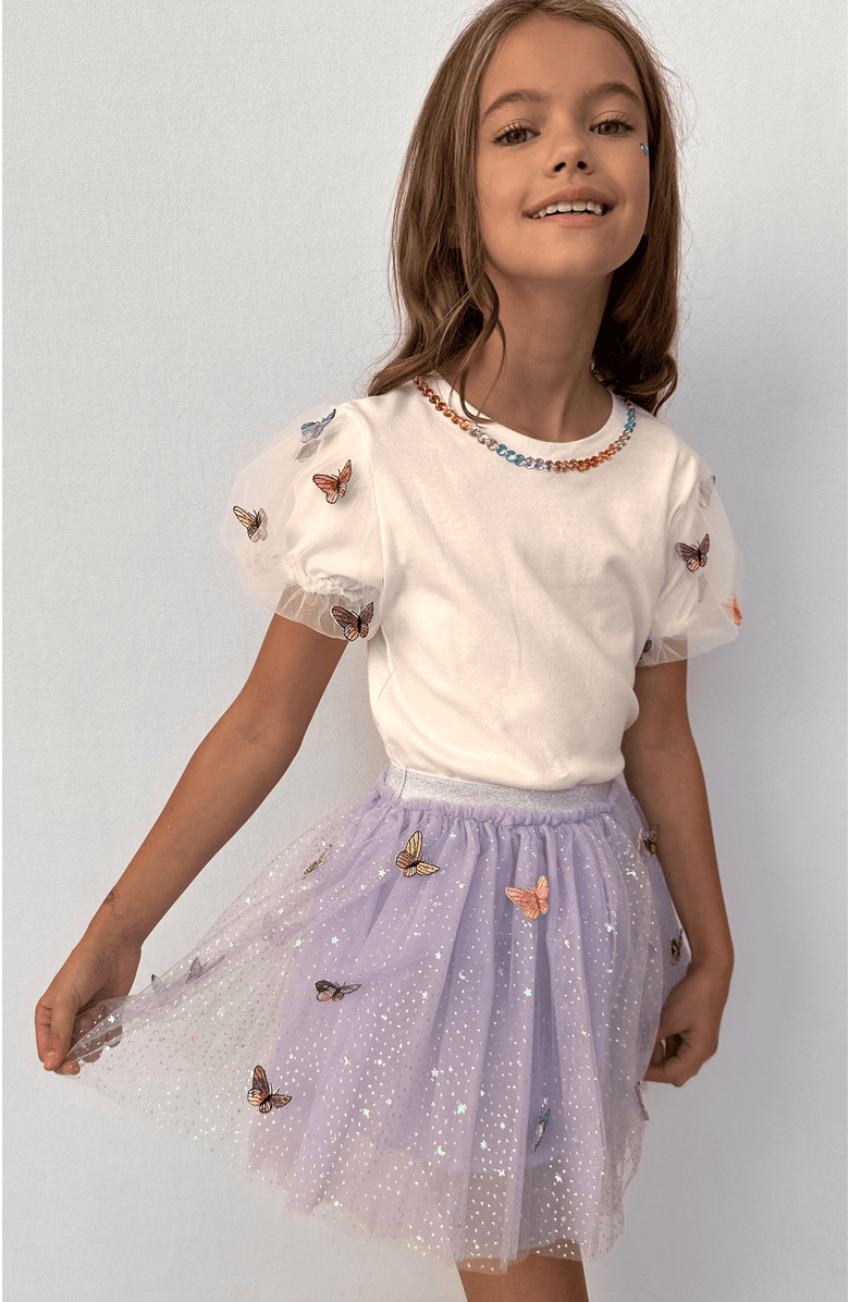 Lola + The Boys Rainbow Butterflies Tutu Skirt, Alternate, color, Light Purple
