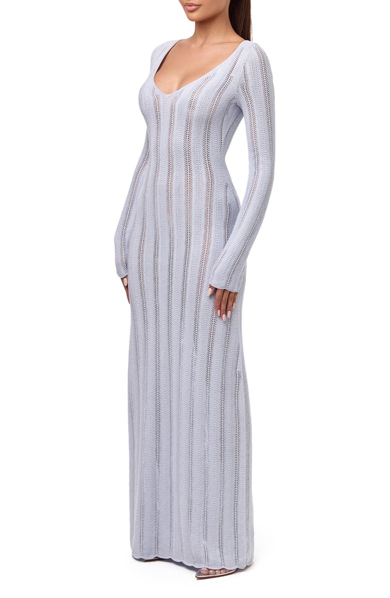 Naked Wardrobe Long Sleeve Knit Maxi Dress, Alternate, color, Baby Blue