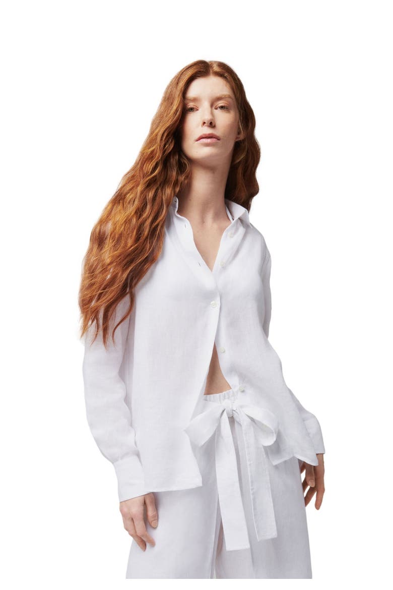 Women's Solid Linen Shirt- Vilebrequin X Angelo Tarlazzi, Main, color, BLANC