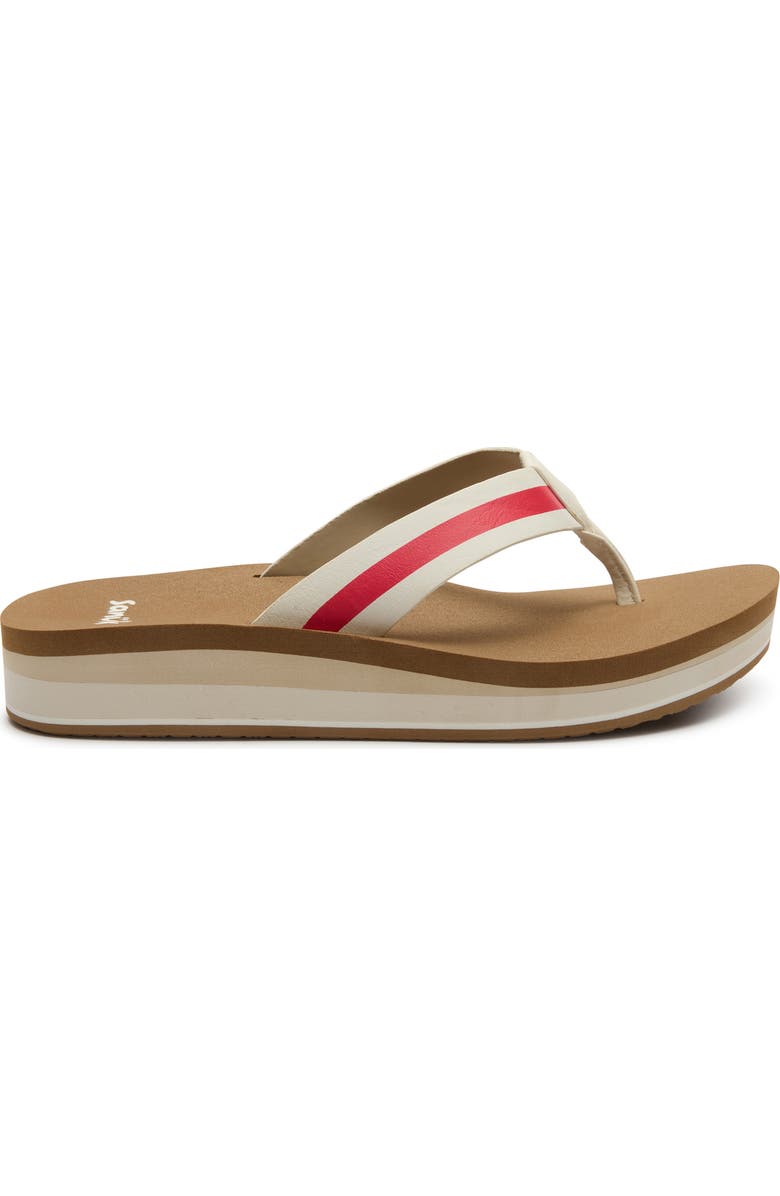Sanuk Highland Stripe Flip Flop, Alternate, color, White/ Red Stream