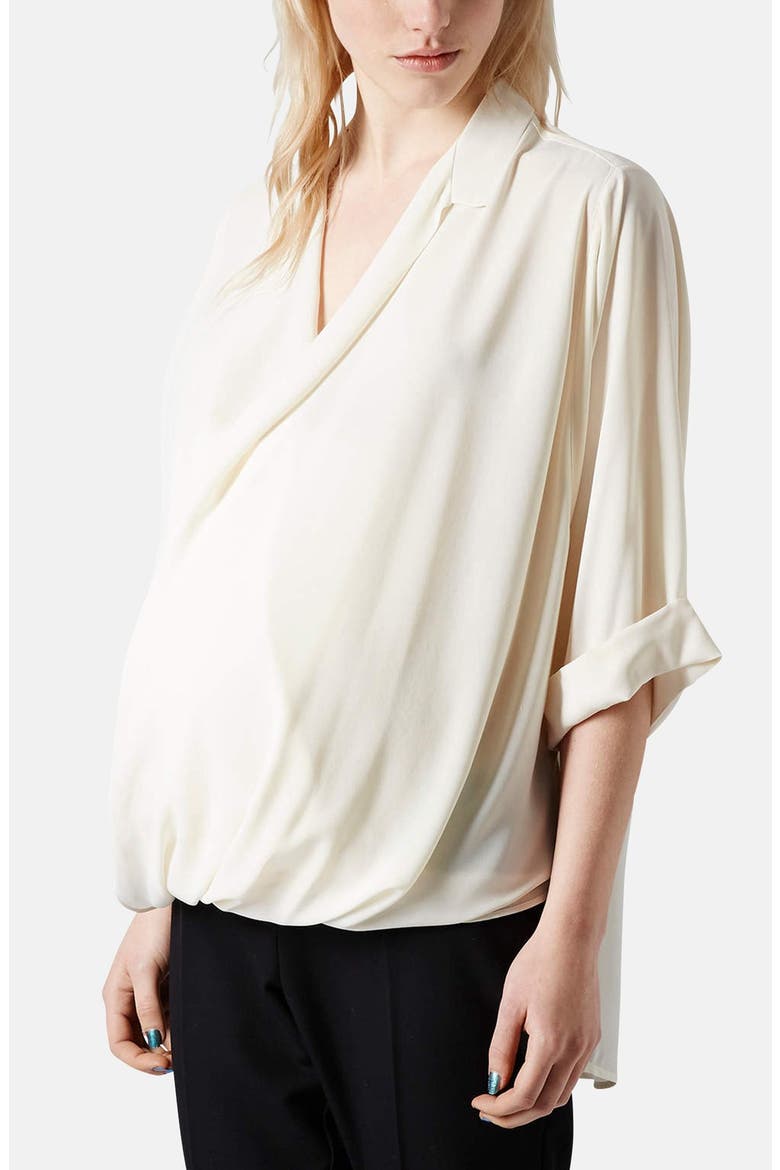 Formal Drape Front Maternity Blouse, Main, color, CREAM