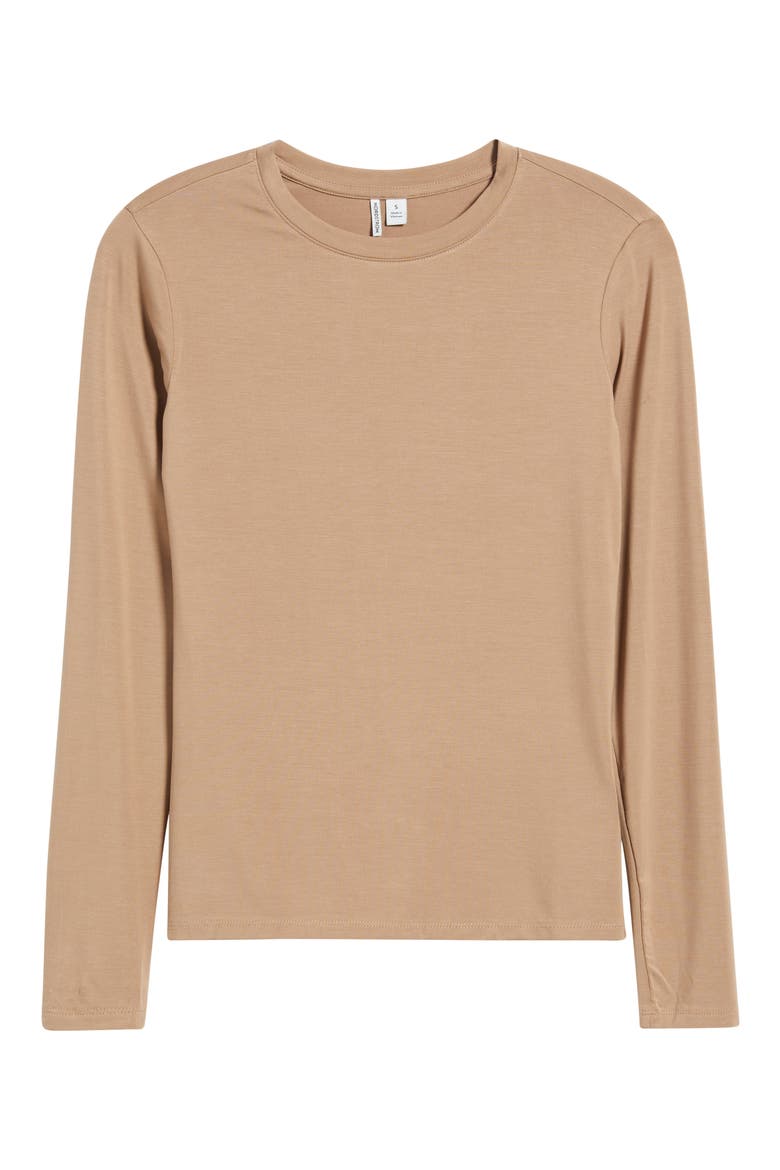 Long Sleeve Crewneck T-Shirt, Alternate, color, TAN PORTABELLA