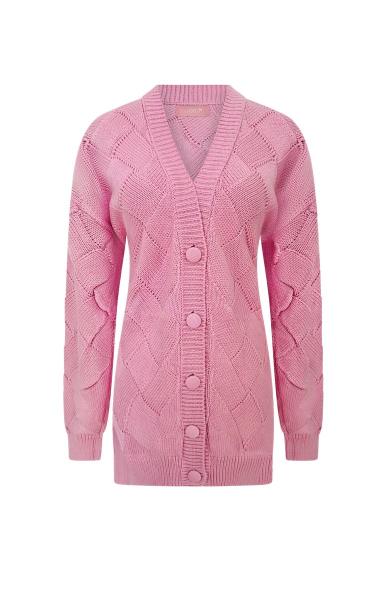 Le Fafo Buttoned Squares Knit Cardigan, Main, color, Pink