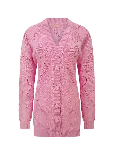 Buttoned Squares Knit Cardigan