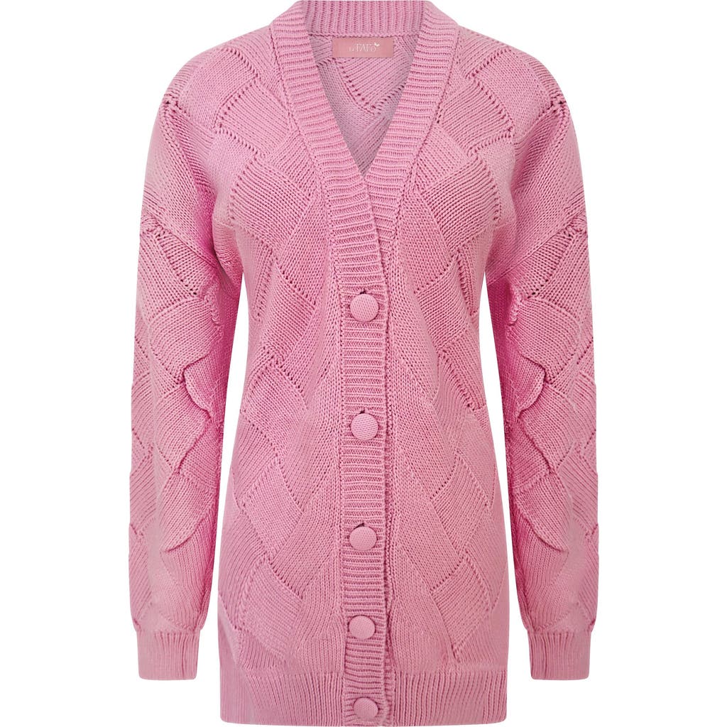 Le Fafo Buttoned Squares Knit Cardigan In Pink