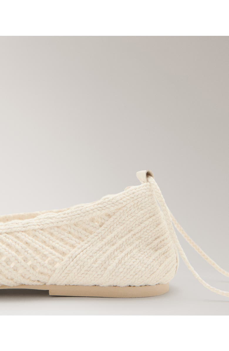 MANGO Ankle Wrap Knit Ballet Flat, Alternate, color, Off White