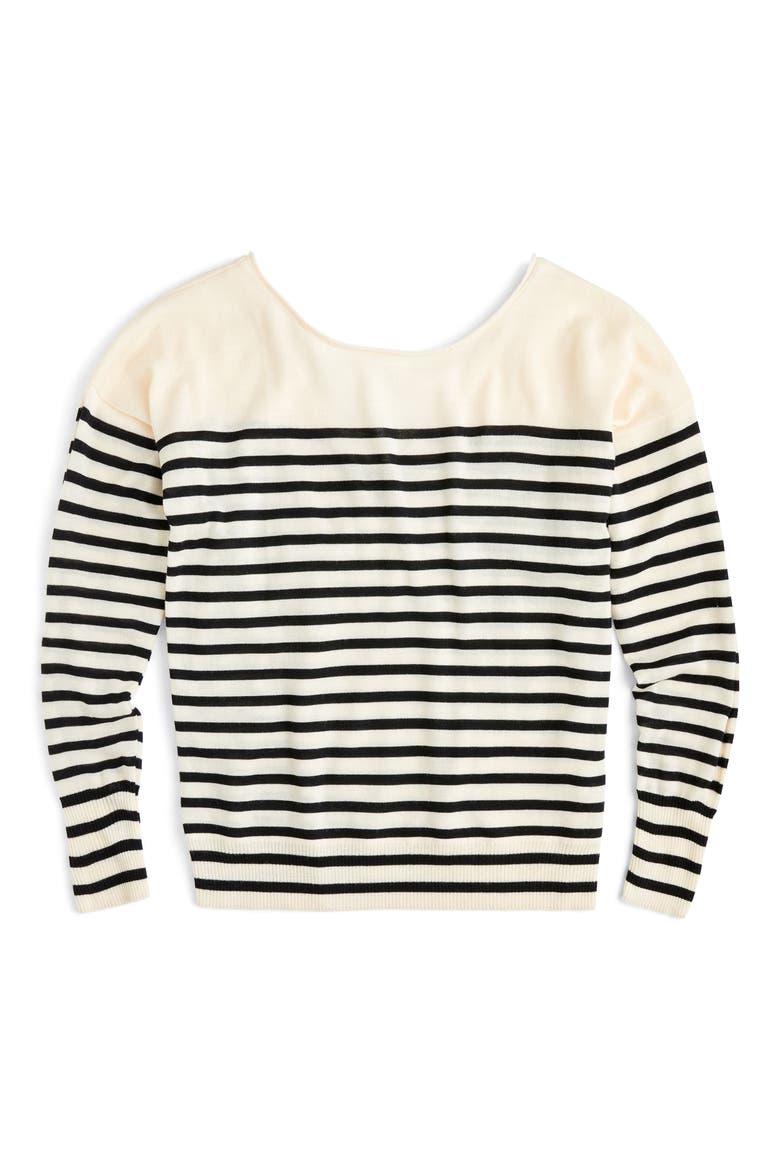 Penny Stripe Merino Wool Sweater, Alternate, color, CHAMPAGNE BLACK