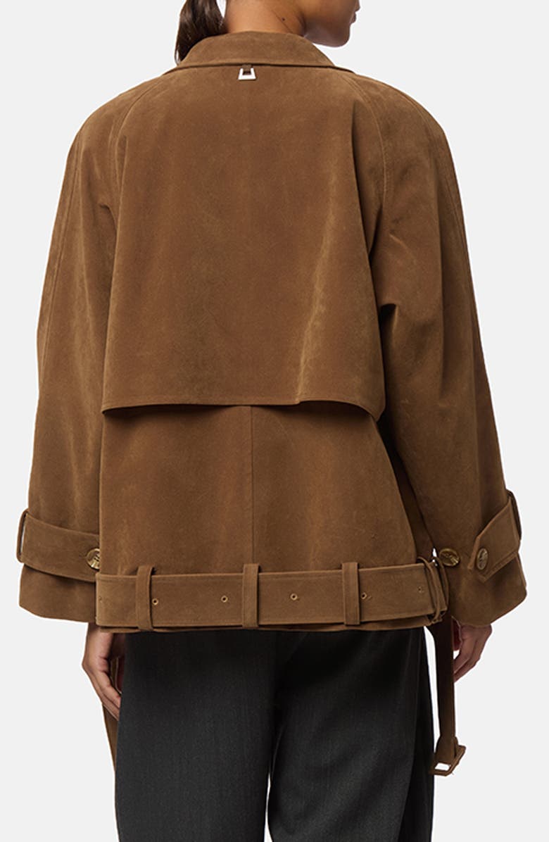 Apparis Gaia Faux Suede Short Trench Coat, Alternate, color, Saddle Brown