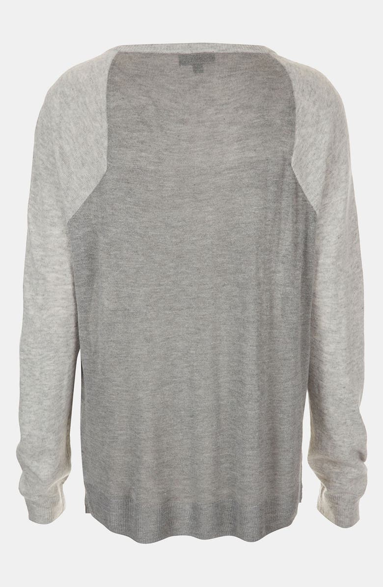 Topshop Sheer Back High/Low Sweater, Alternate, color, 