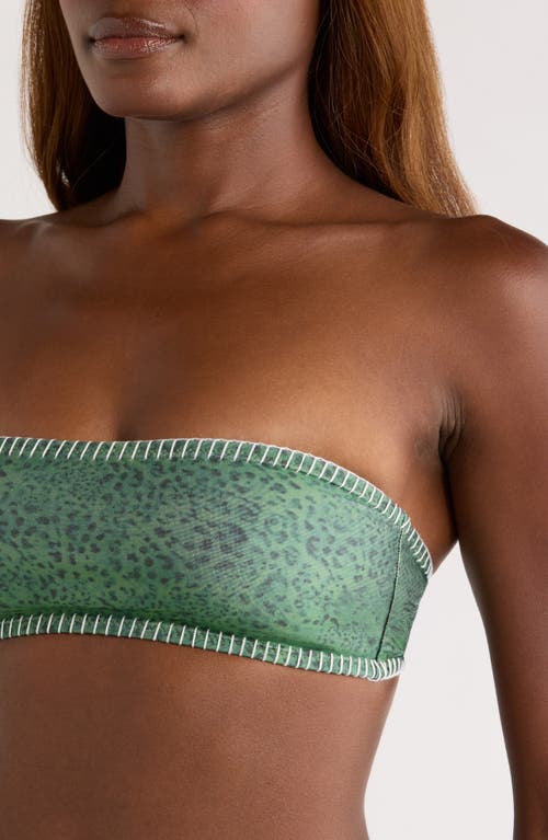 Kulani Kinis Blanket Stitch Slim Bandeau Bikini Top In Green