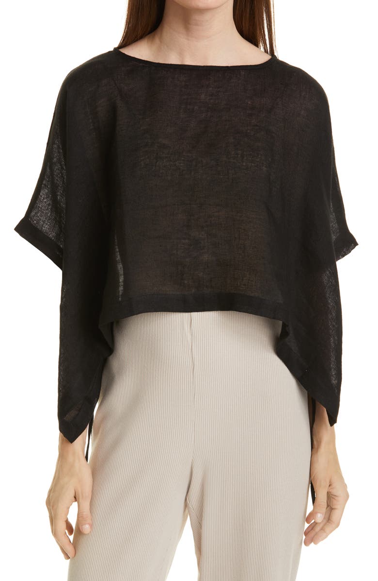 Eileen Fisher Layered Organic Linen Poncho, Main, color, 