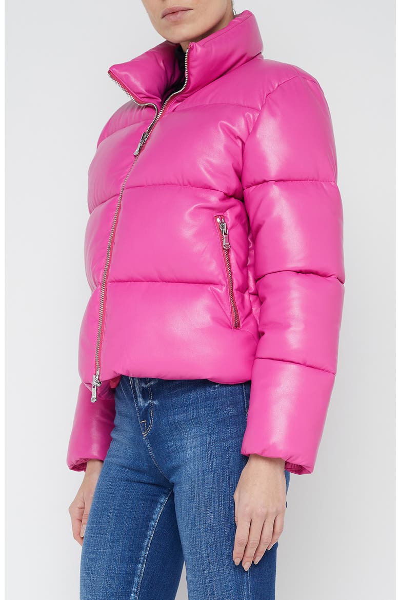 Larsen Faux Leather Puffer Jacket, Alternate, color, DEEP PINK