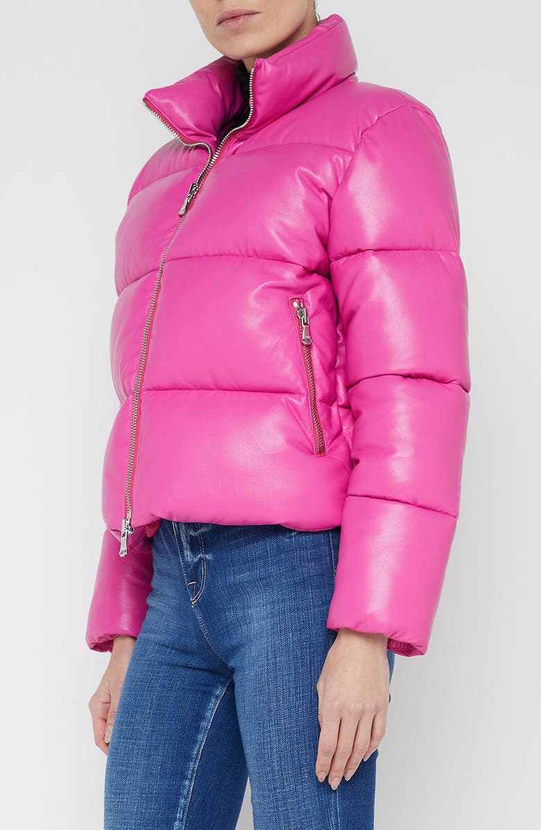 L'AGENCE Larsen Faux Leather Puffer Jacket, Alternate, color, Deep Pink