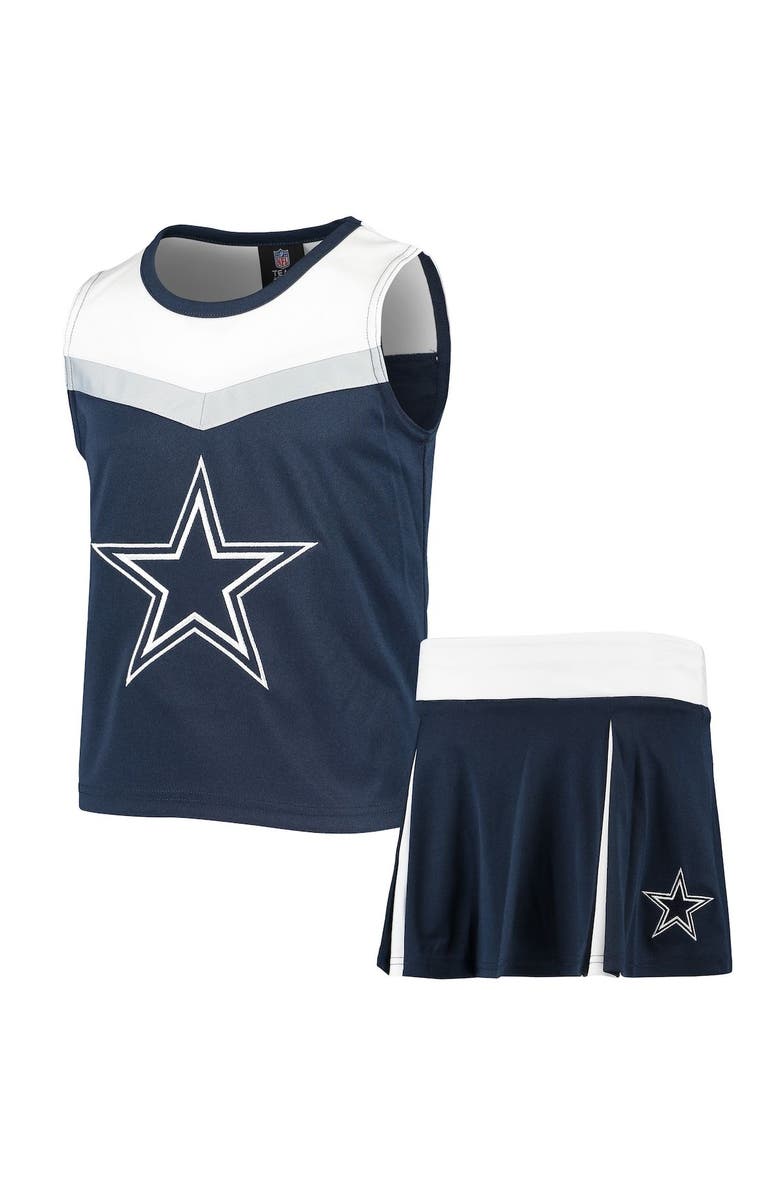 Outerstuff Youth Girls Navy Dallas Cowboys Two-Piece Spirit Cheerleader Set, Main, color,