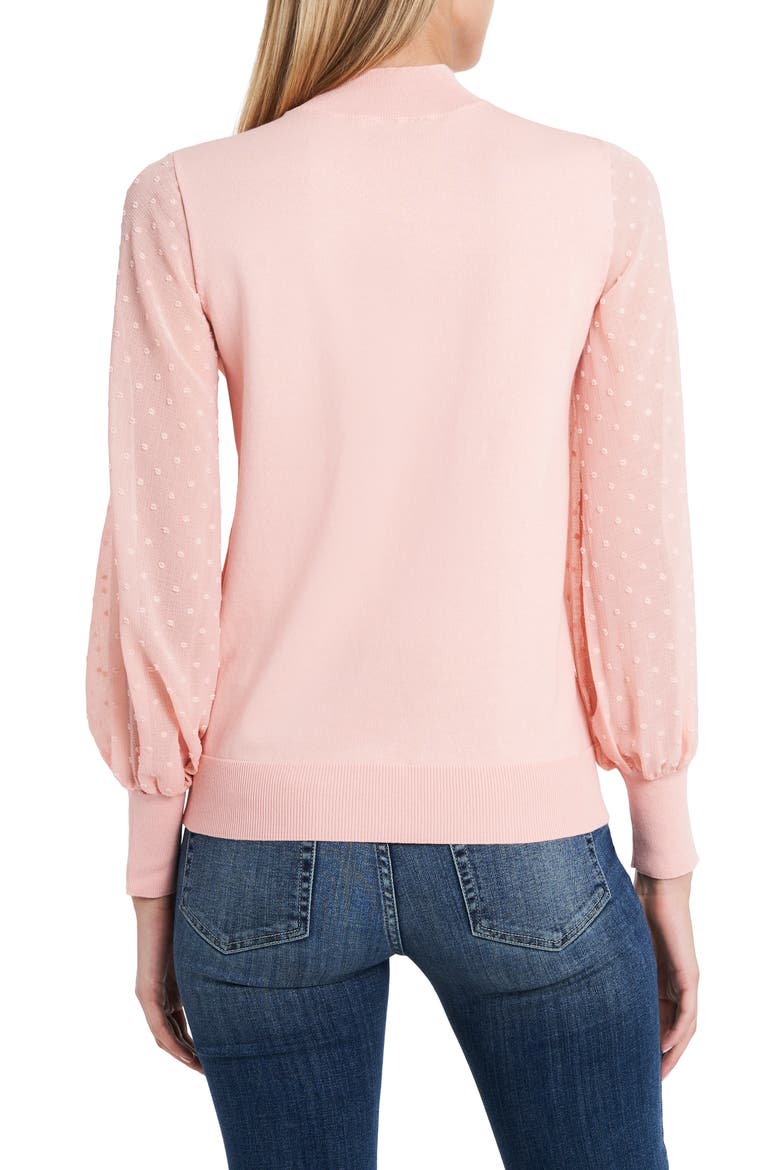Clip Dot Sleeve Sweater, Alternate, color, POWDER ROSE