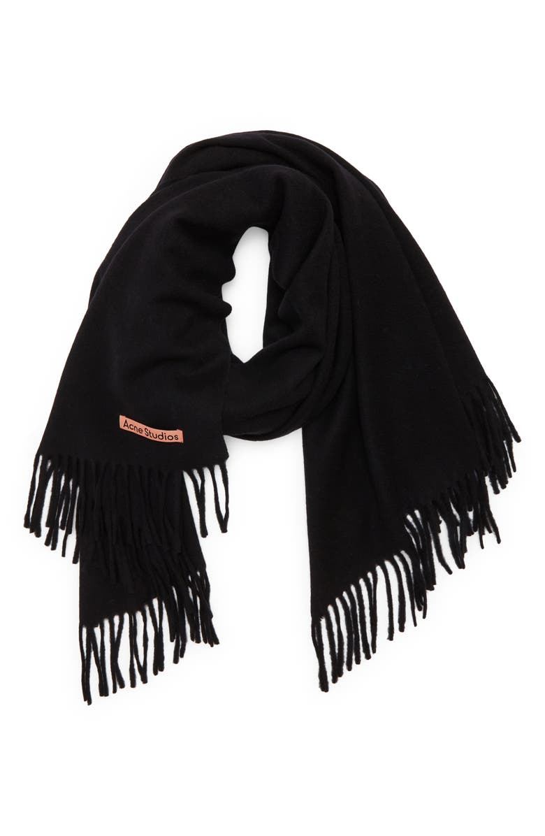 Acne Studios Canada Fringe Scarf, Main, color, Black