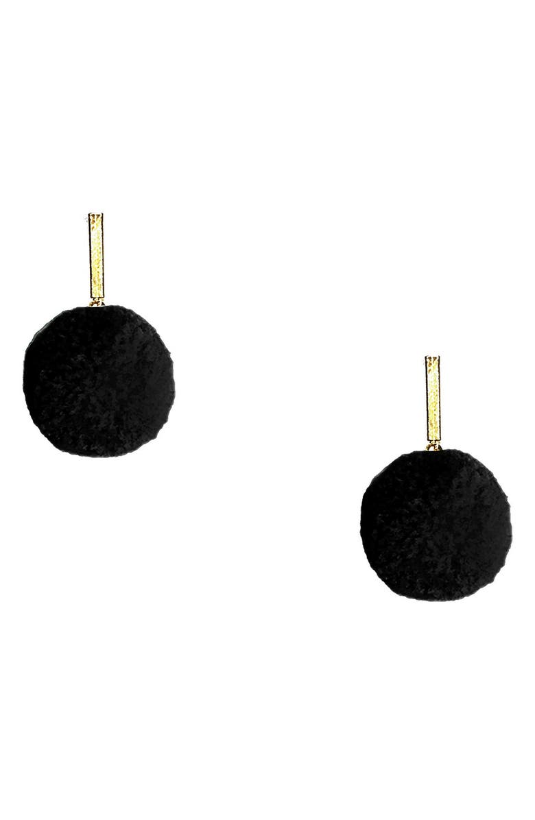Tuleste Velvet Pompom Stud Earrings, Main, color, 