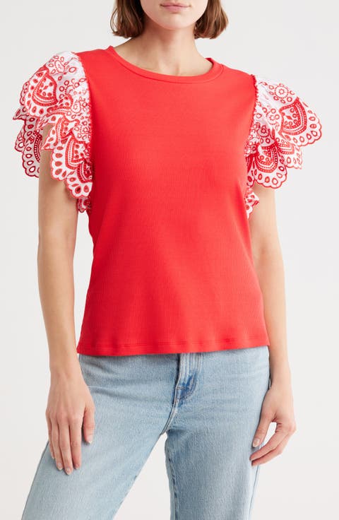 Eyelet Sleeve T-Shirt
