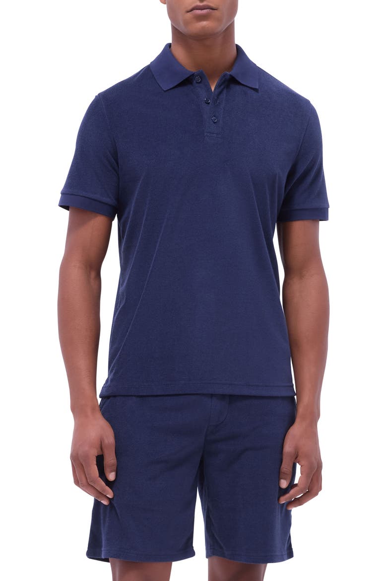 Cotton Blend French Terry Polo, Main, color, NAVY