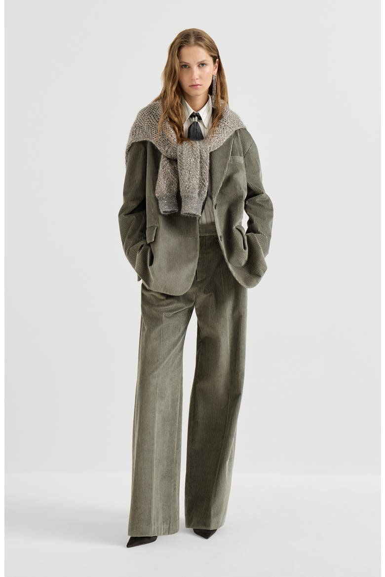 Cotton corduroy blazer with monili, Alternate, color, Origano