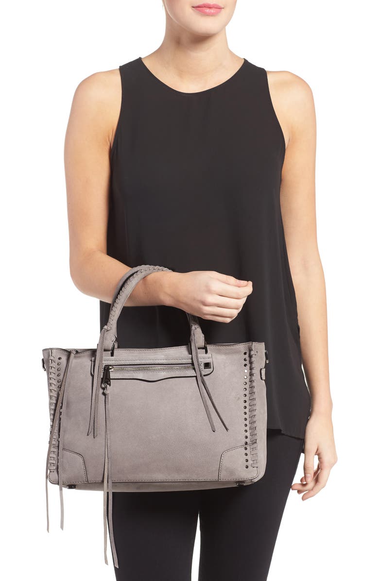 Rebecca Minkoff Regan Studded Leather Satchel, Alternate, color,