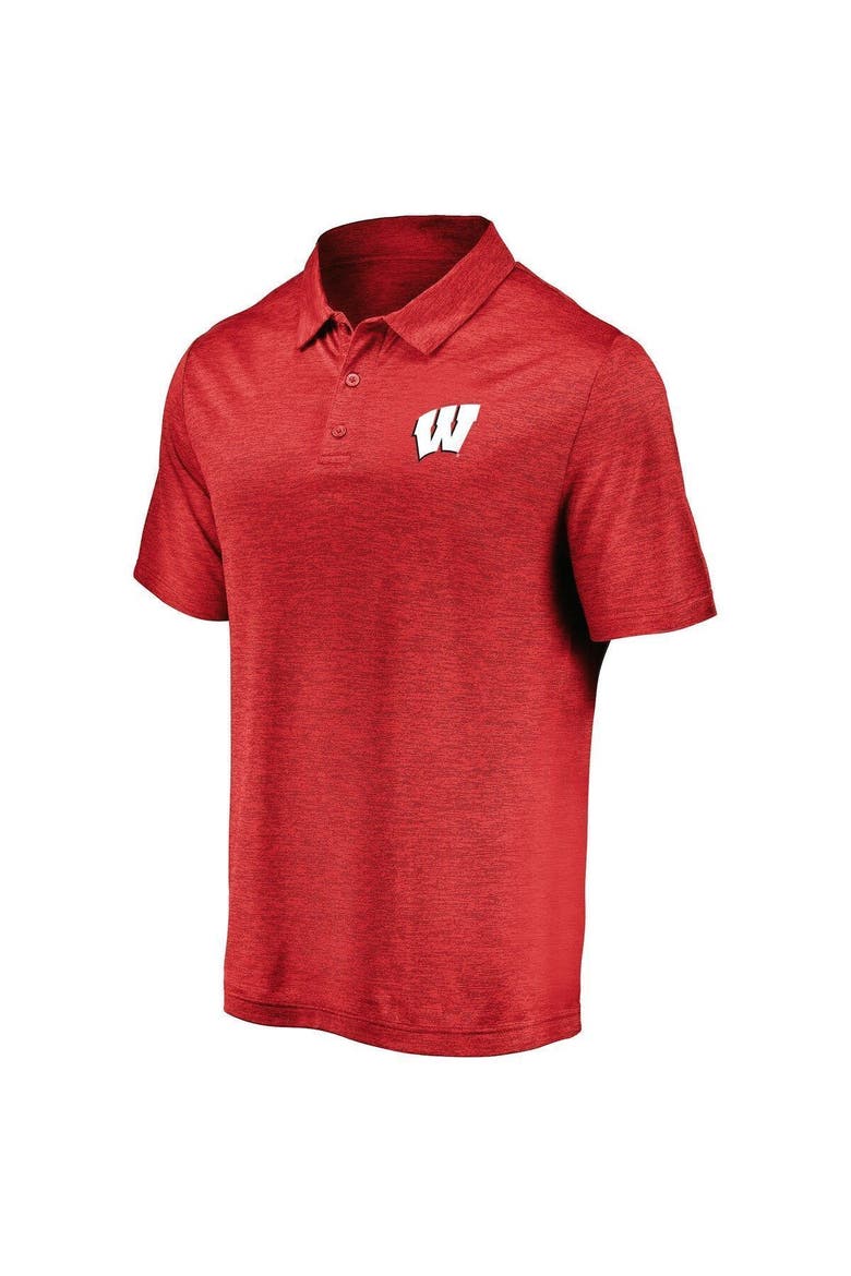 Men's Fanatics Branded Red Wisconsin Badgers Primary Logo Striated Polo, Alternate, color, RED