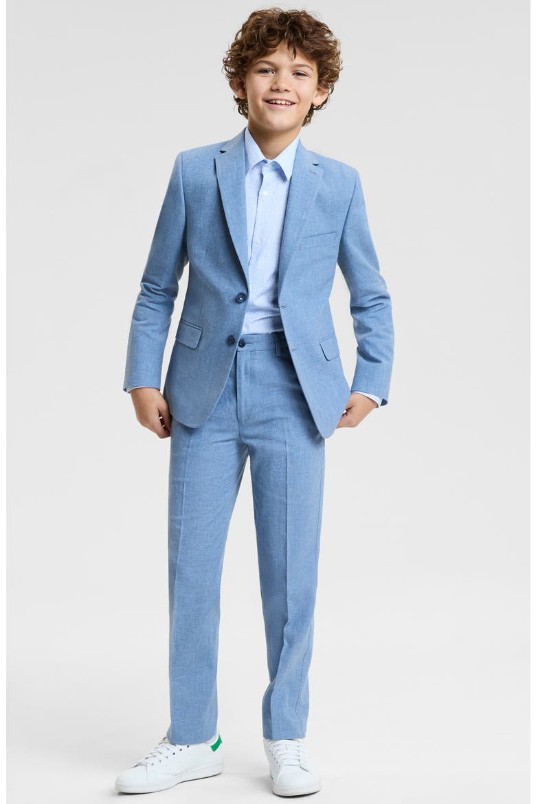 Kids' Blue Linen Blend Sport Coat, Alternate, color, BLUE