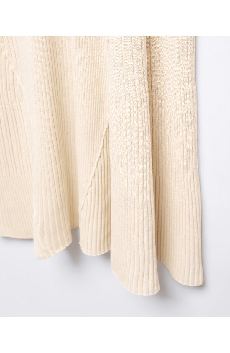 MANGO Long Sleeve Ribbed Sweater Dress, Alternate, color, Ecru