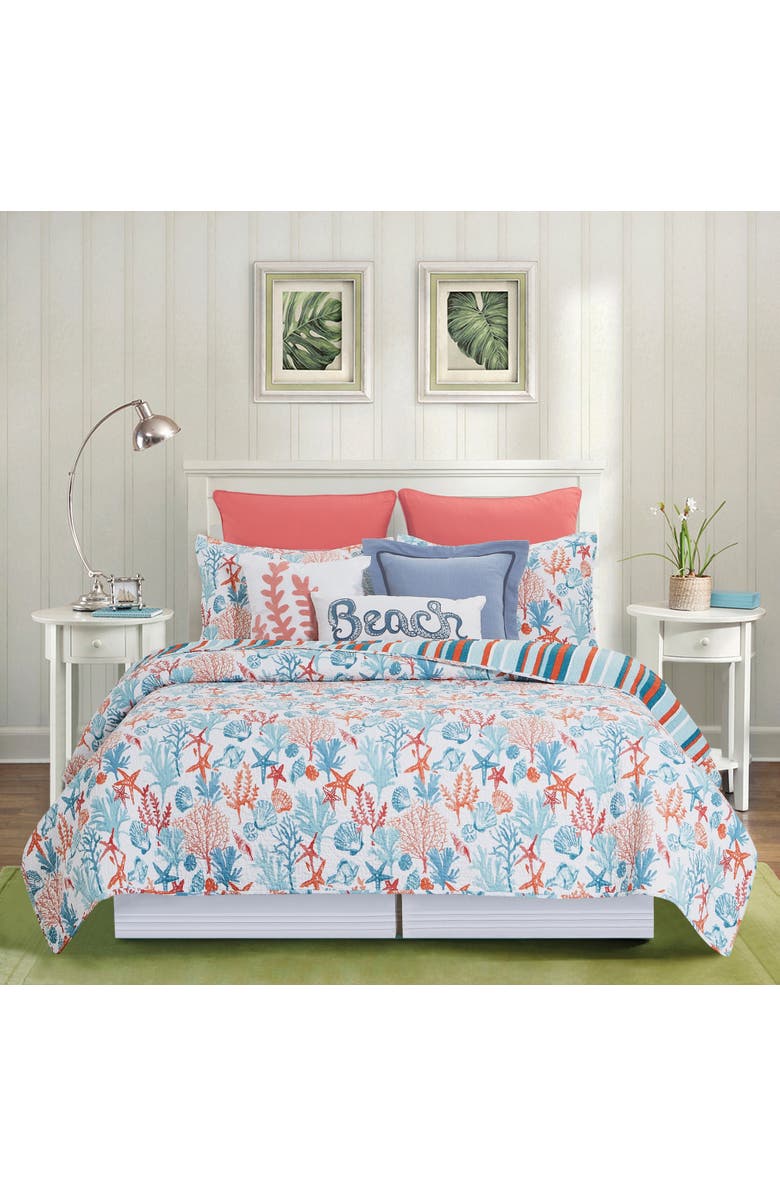 C&F Home Tangerine Coast Cotton Quilt Set - Reversible and Machine Washable, Alternate, color, Blue