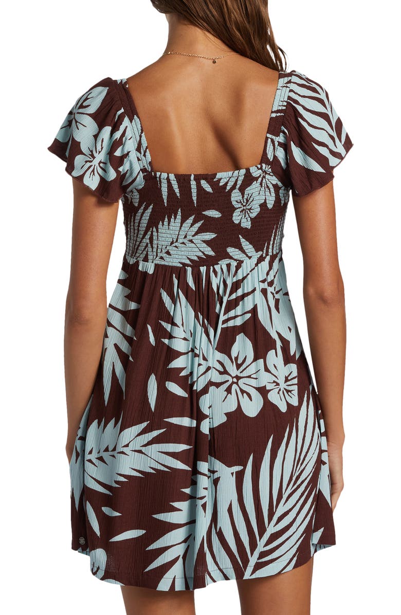 Roxy Ocean View Floral Flutter Sleeve Dress, Alternate, color, 