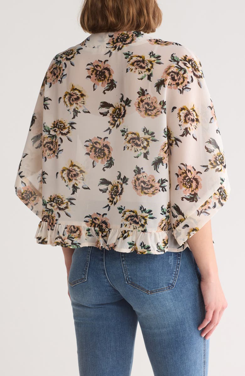 BCBGeneration Rose Print Cardigan, Alternate, color, White Neutral