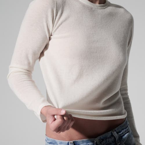 Majestic Filatures 100% Machine Washable Cashmere Long Sleeve Crewneck T-Shirt in Milk  product