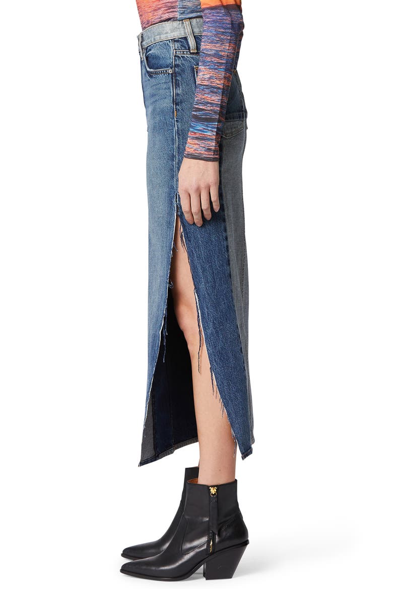 Paneled Denim Skirt, Alternate, color, AMAZED