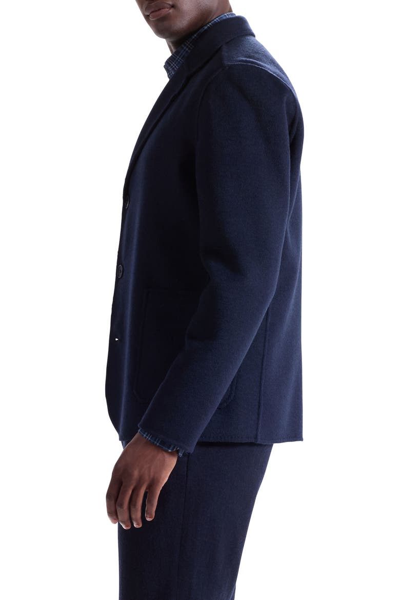 Felted Wool Blend Three Button Blazer, Alternate, color, NAVY