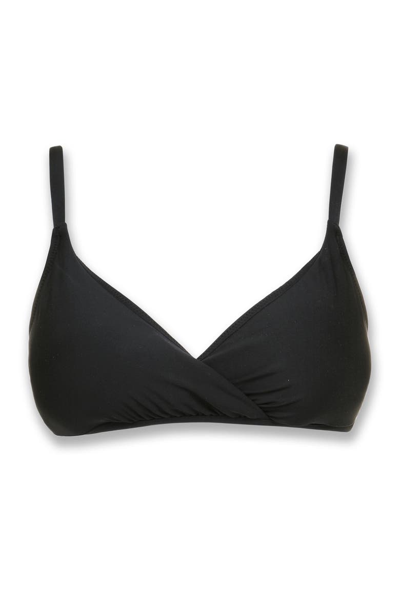 HELEN JON Shirred Crossover Bra, Alternate, color, Black