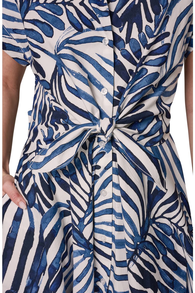 Tie Waist Short Sleeve Stretch Cotton Midi Shirtdress, Alternate, color, NIGHT FALL