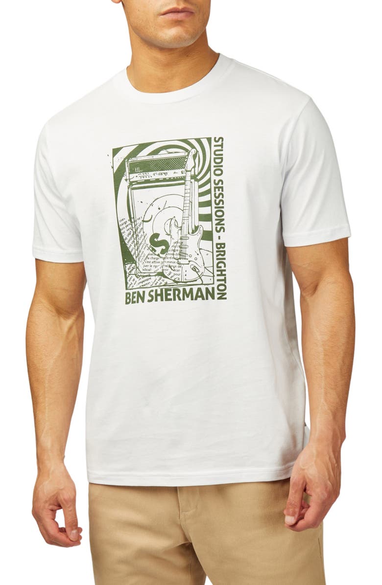 Ben Sherman Rehersal Room Organic Cotton Graphic T-Shirt, Main, color, White