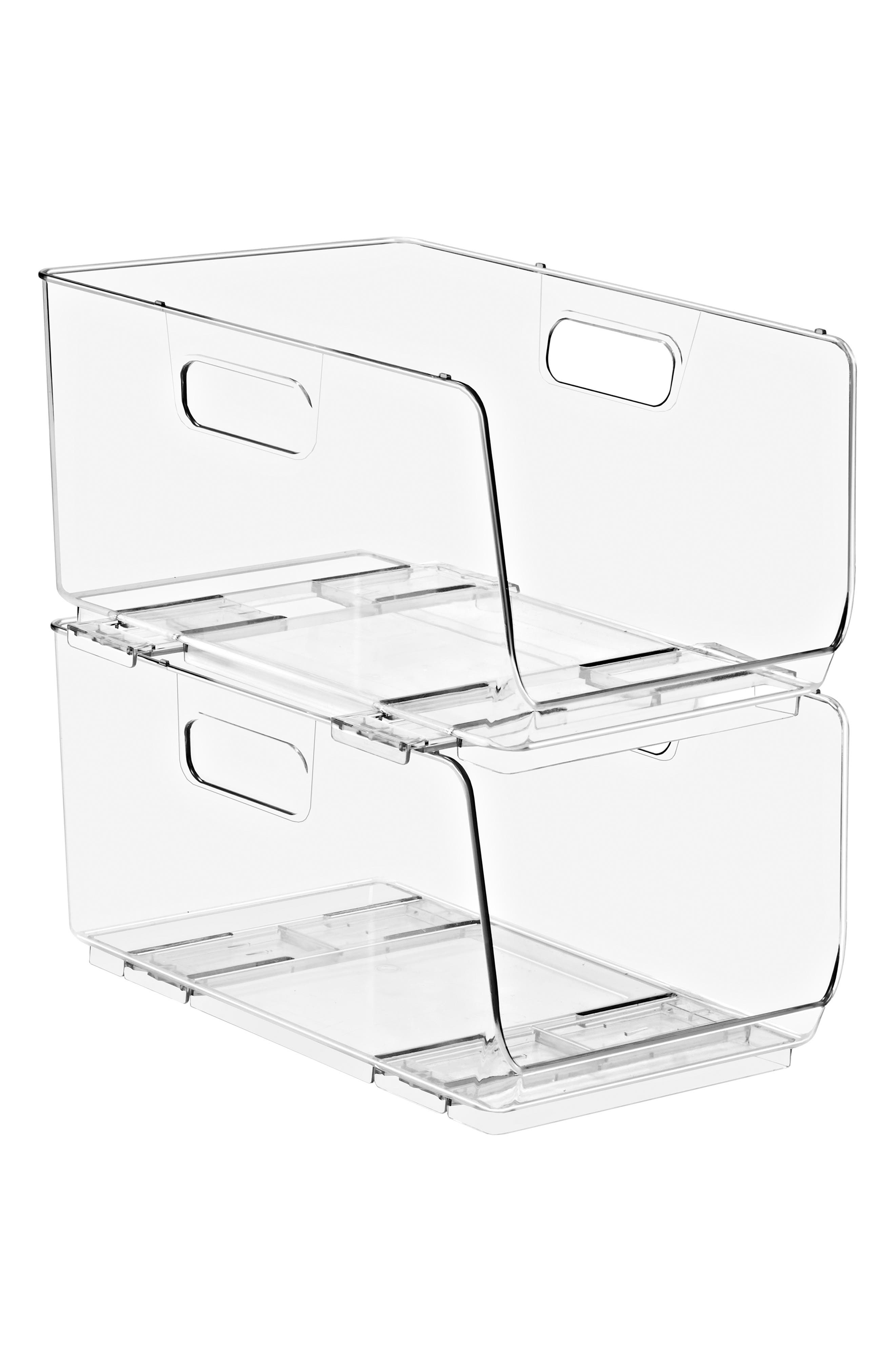 Set of 2 Stackable Open Front Storage Bins