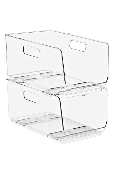 Set of 2 Stackable Open Front Storage Bins