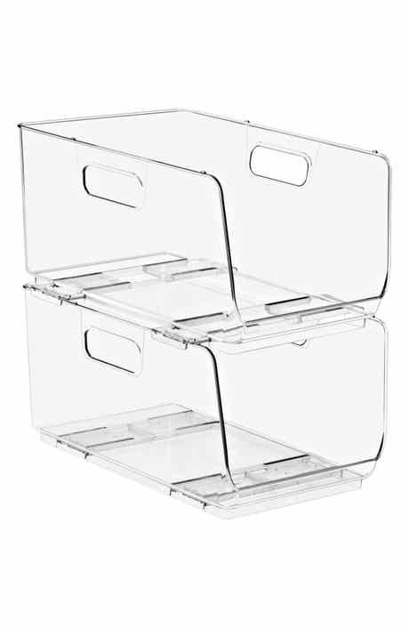 Set of 2 Stackable Open Front Storage Bins