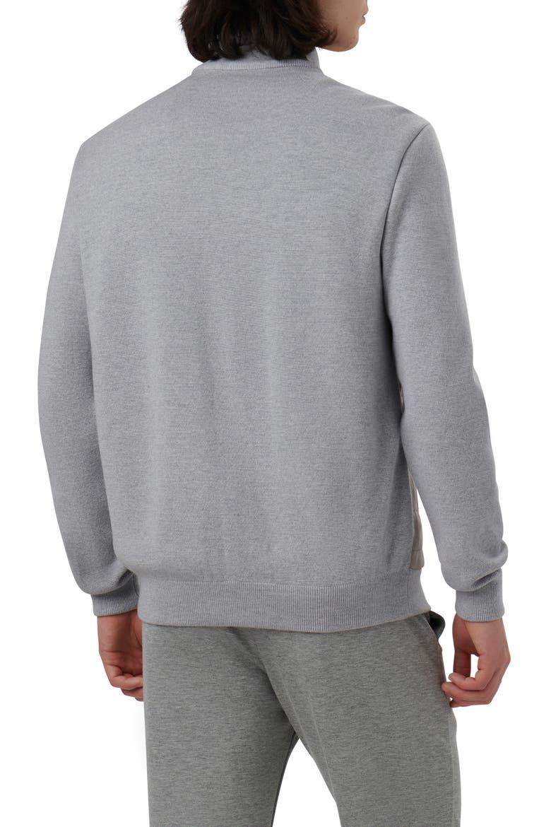 Quilted Suede Panel Sweater Jacket, Alternate, color, CEMENT