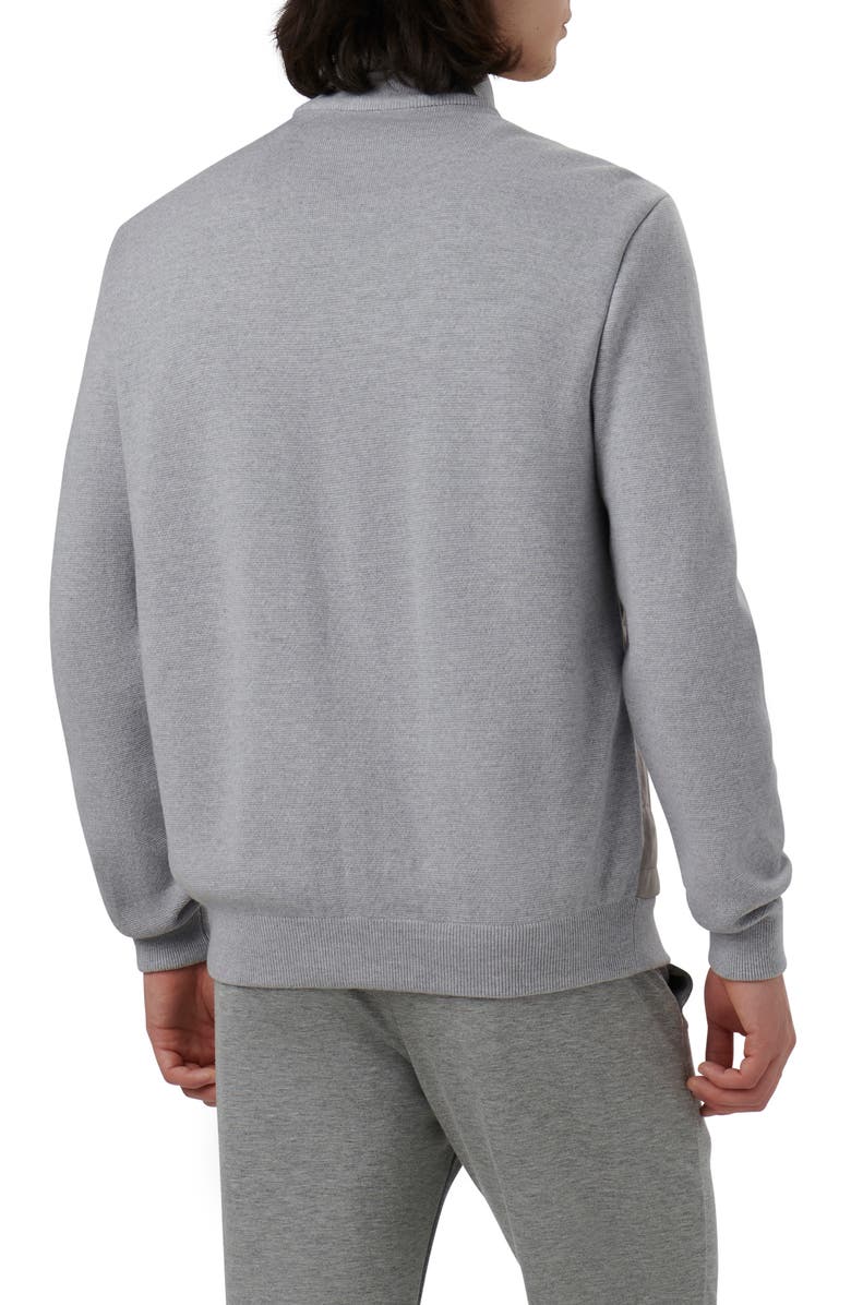 Bugatchi Quilted Suede Panel Sweater Jacket, Alternate, color, Cement