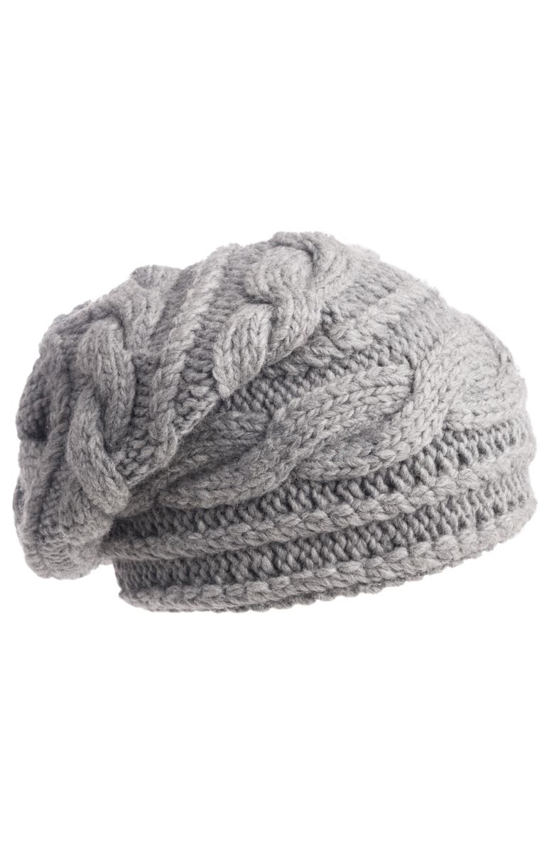 Nirvanna Designs Triple Braid Cable Slouch, Main, color, Ash