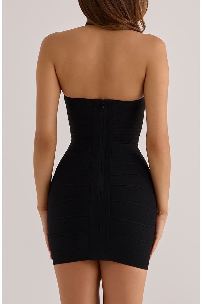 The Silhouette Halter Neck Bandage Minidress, Alternate, color, BLACK
