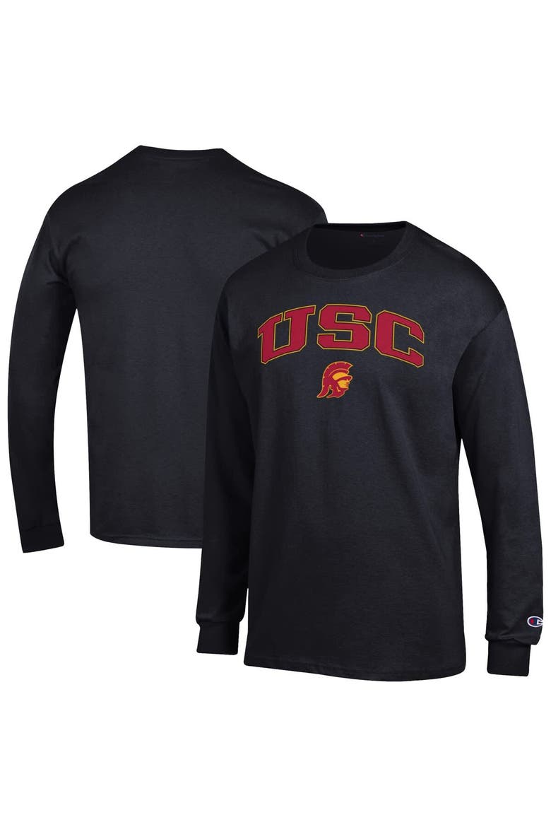 Men's Champion  Black USC Trojans Arch Over Logo Long Sleeve T-Shirt, Alternate, color, Black