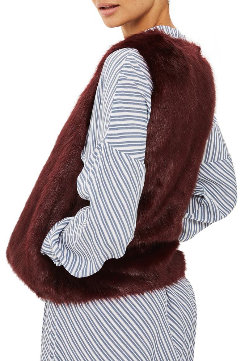 Clair Faux Fur Vest, Alternate, color, GREY