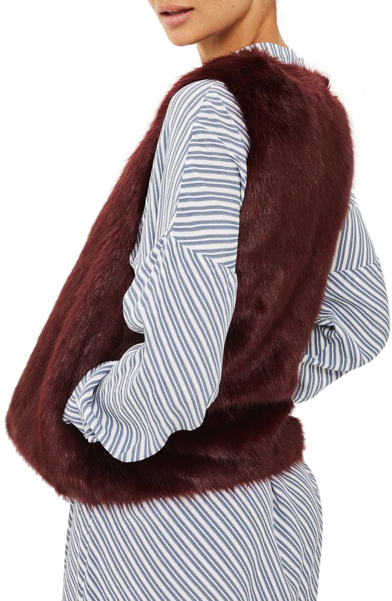 Topshop Clair Faux Fur Vest, Alternate, color,
