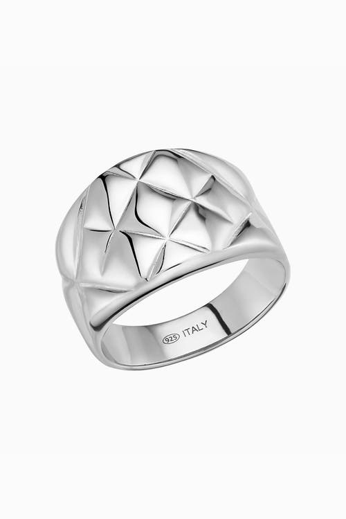 Oradina Sterling Silver Bold Quilted Ring In Silver